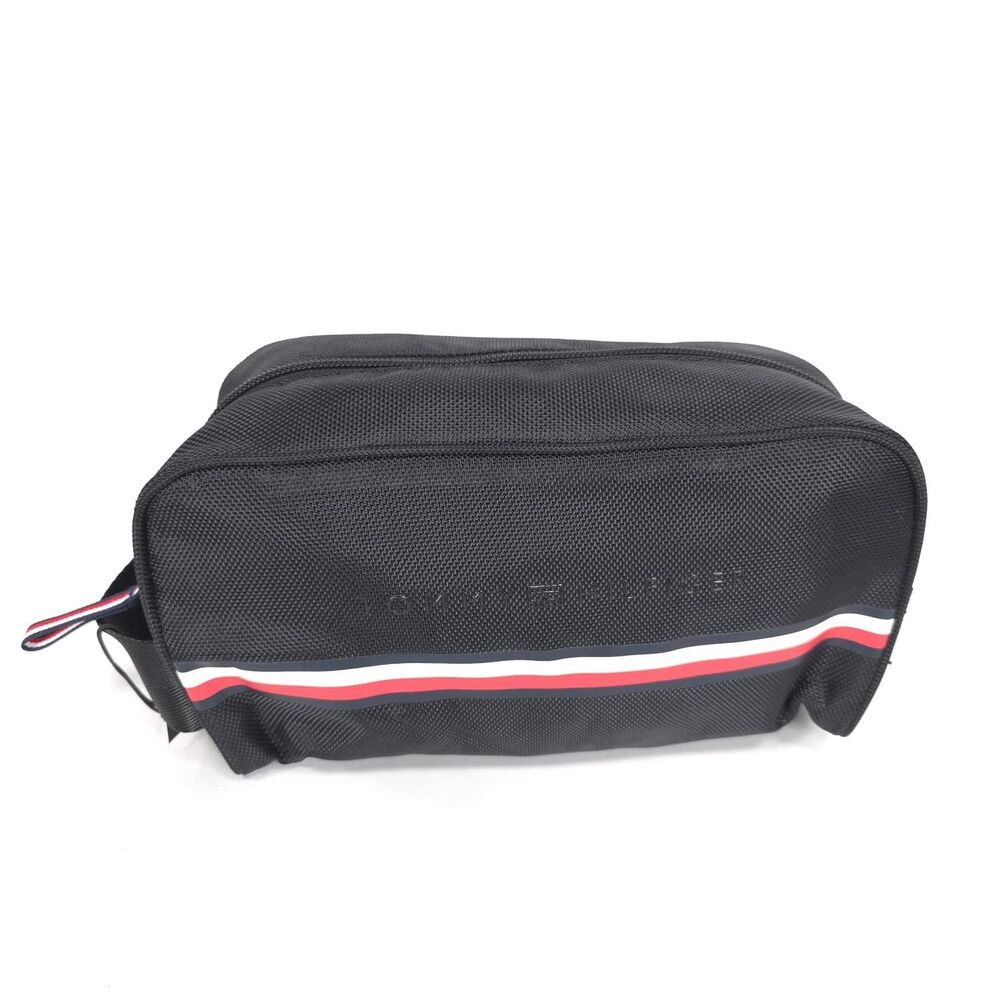 TOMMY HILFIGER New Travel Toiletry Bag Black Zip Organizer Unisex Pouch Case